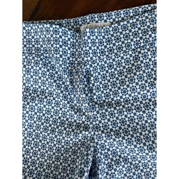 Margaret M Slimming Pant‎ Crop Ankle Size L Blue White Stretch Diamond - Picture 11 of 12